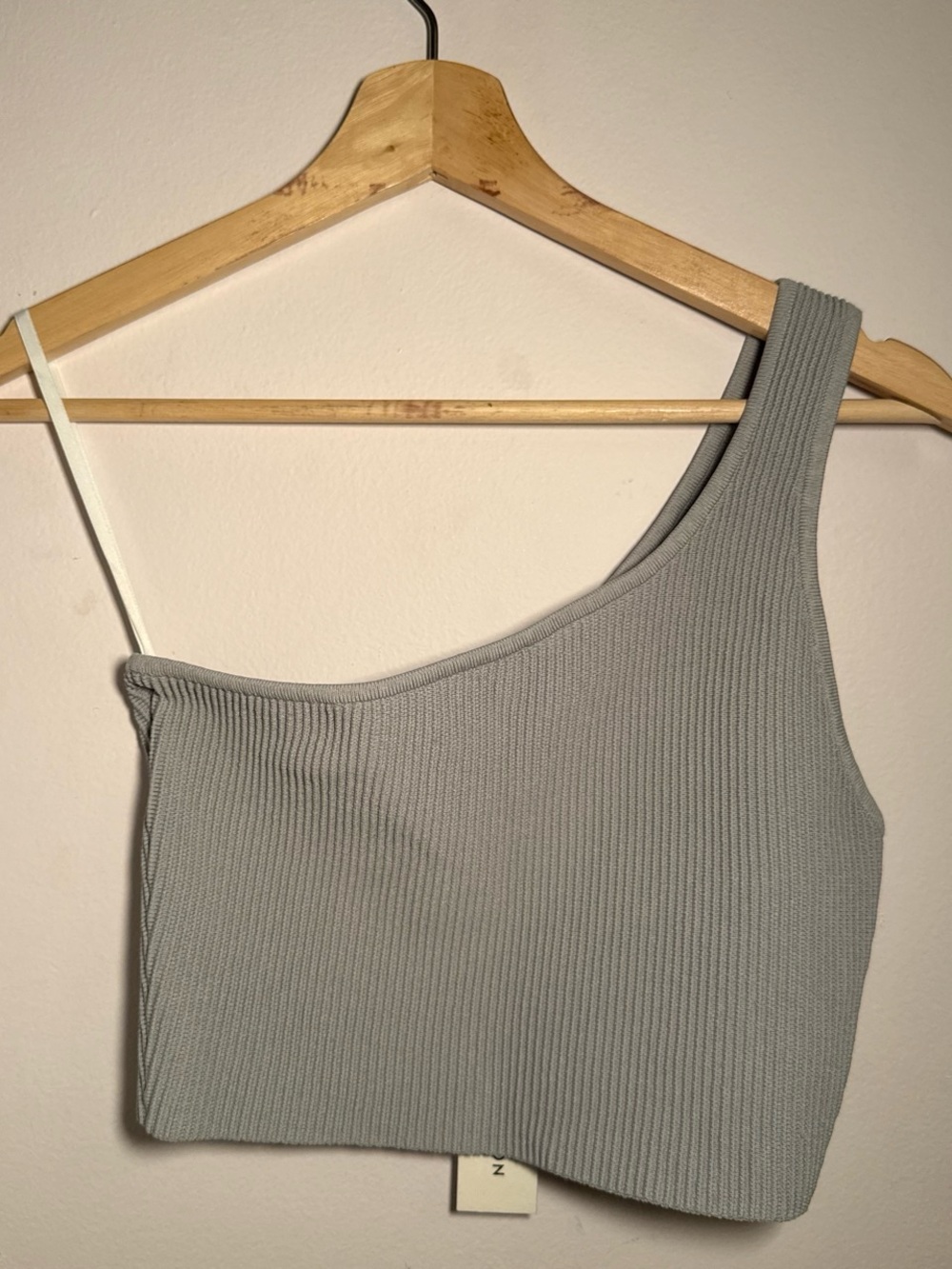 Aritizia - One-Shoulder Ribbed Crop Top in Light Gray